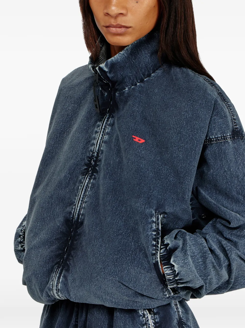 Diesel Taslan windjack met acid-wassing Blauw