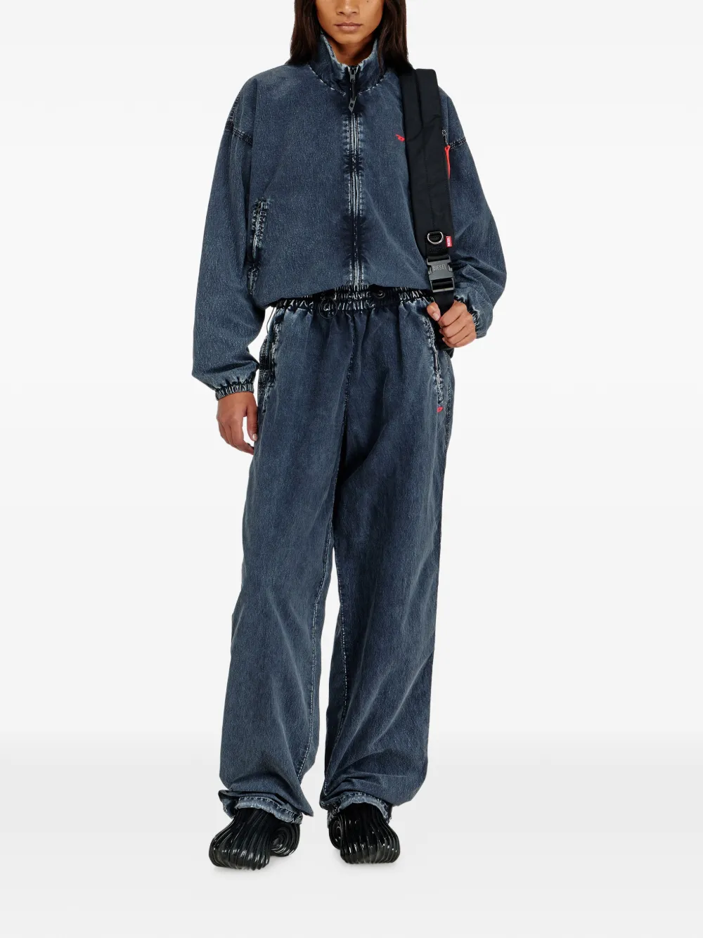 Diesel Taslan windjack met acid-wassing Blauw