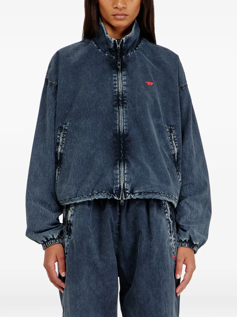 Diesel Taslan windjack met acid-wassing Blauw