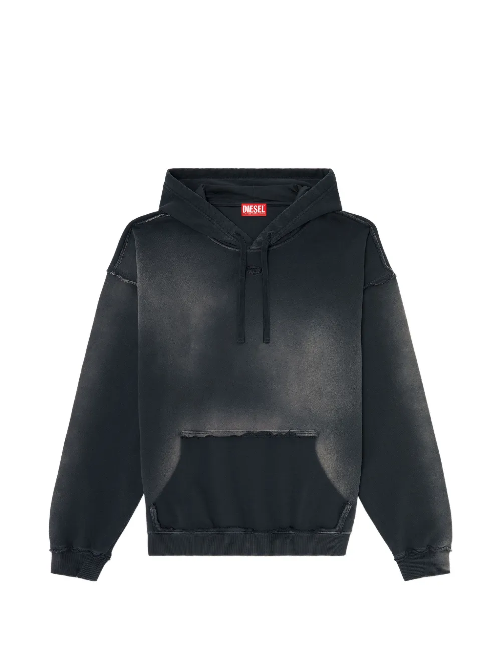 Diesel faded cotton hoodie with frayed details - Schwarz