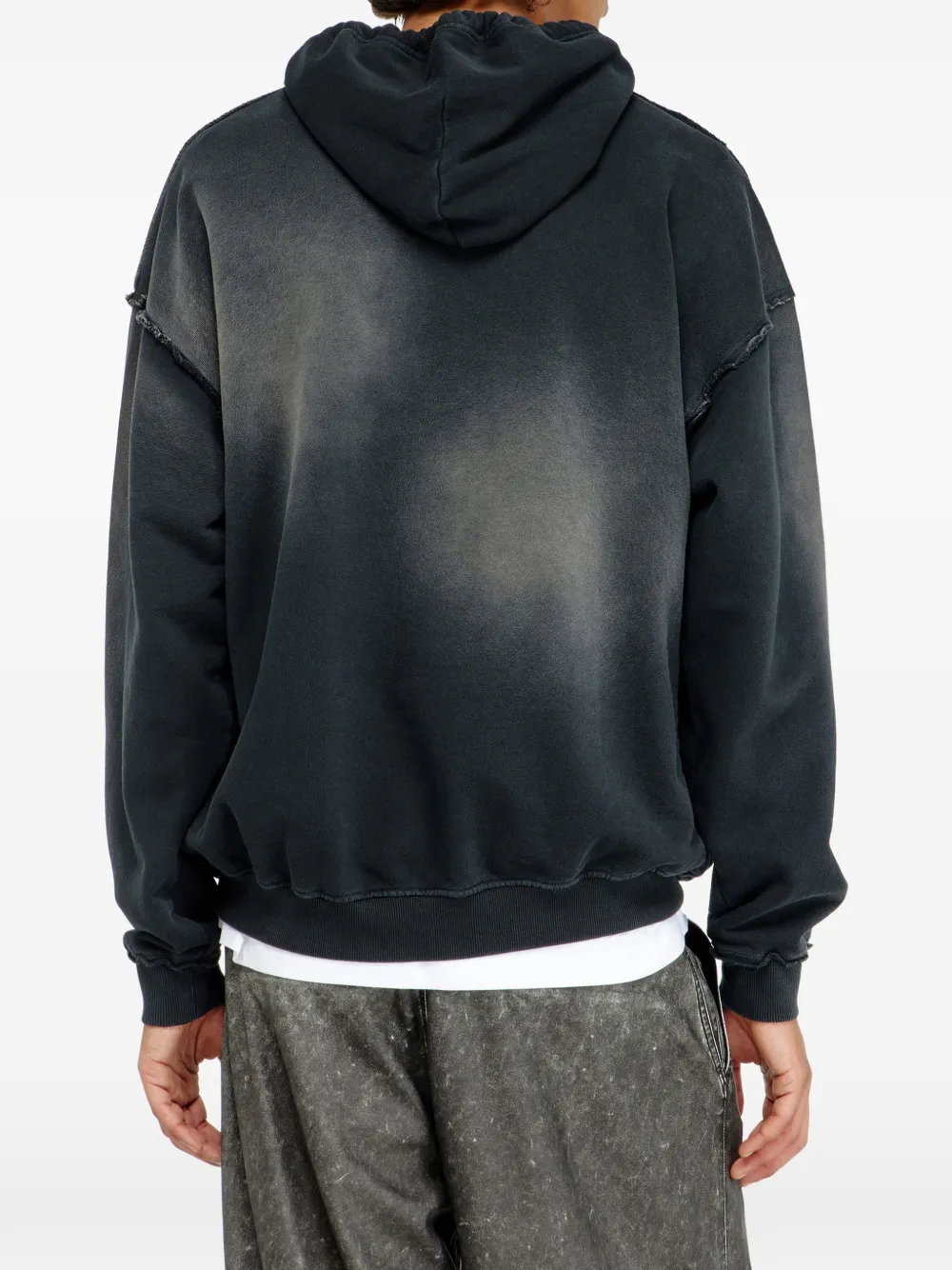 Diesel Hoodie met print en franje Zwart