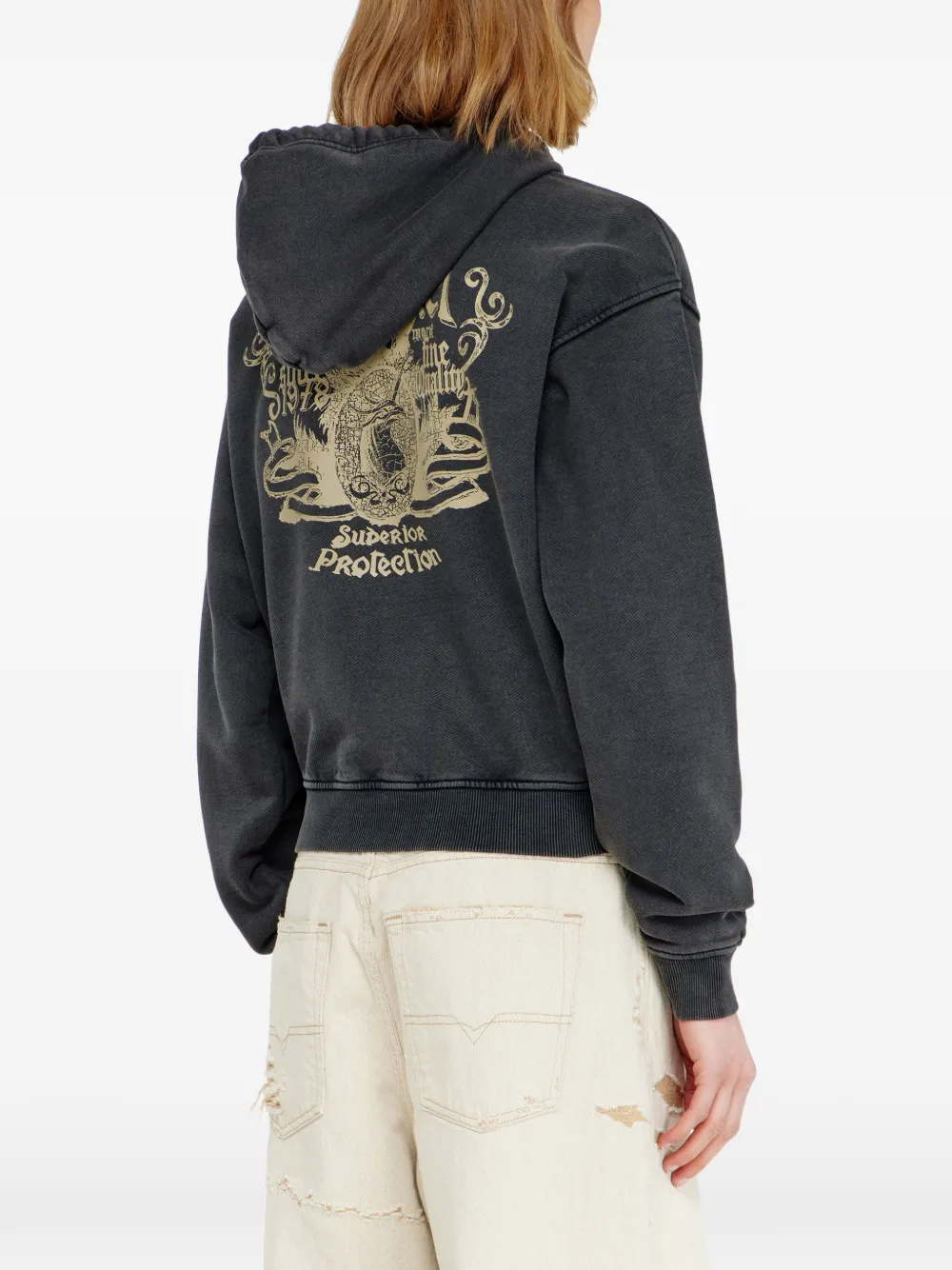 Diesel Hoodie met prints en stras Grijs
