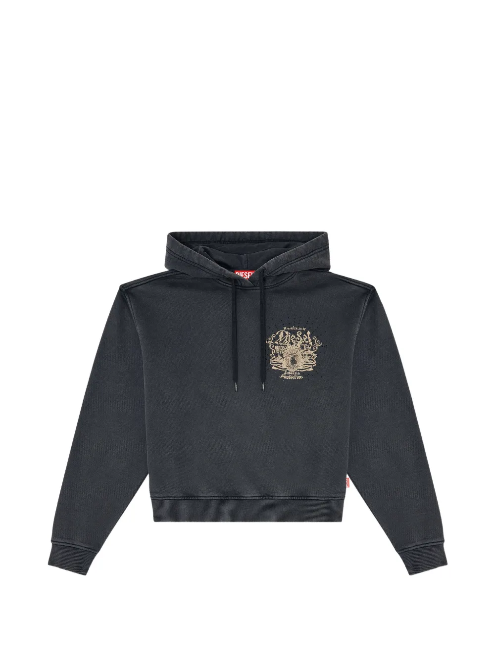 Diesel Hoodie mit Prints und Strass-Nieten - Grau