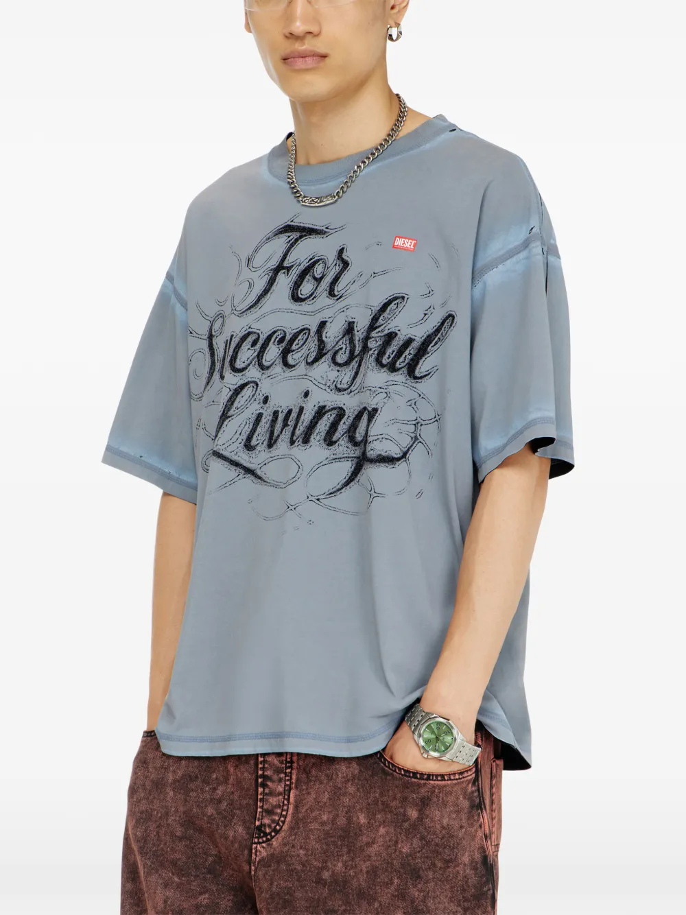 Diesel T-shirt met For Successful Living-print Grijs