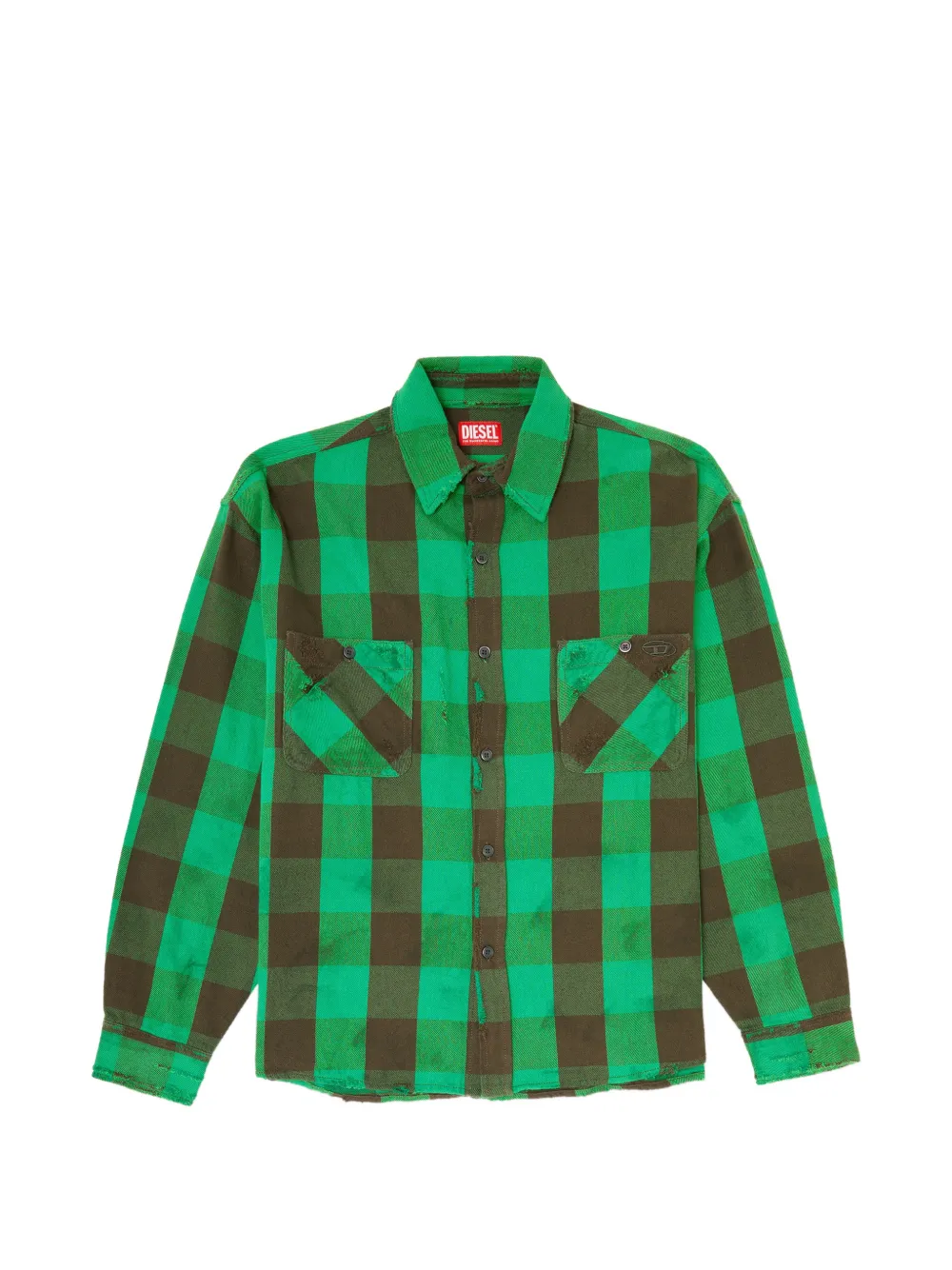 Diesel check flannel shirt with distressed effect