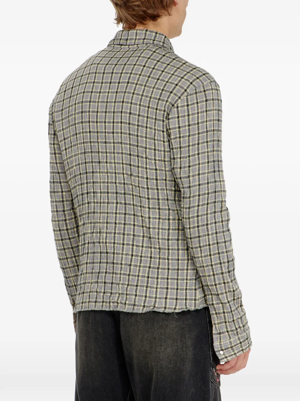 Diesel Geruit overhemd met seersucker-effect Beige