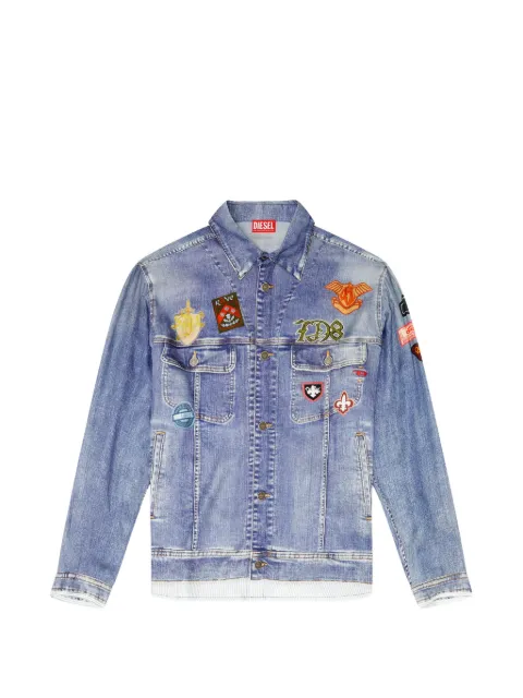 Diesel satin shirt with trompe-l'oeil denim print