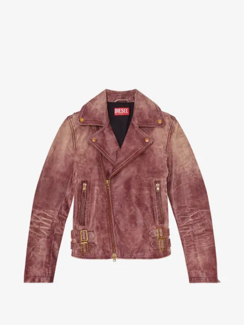 Diesel biker crackled-leather jacket