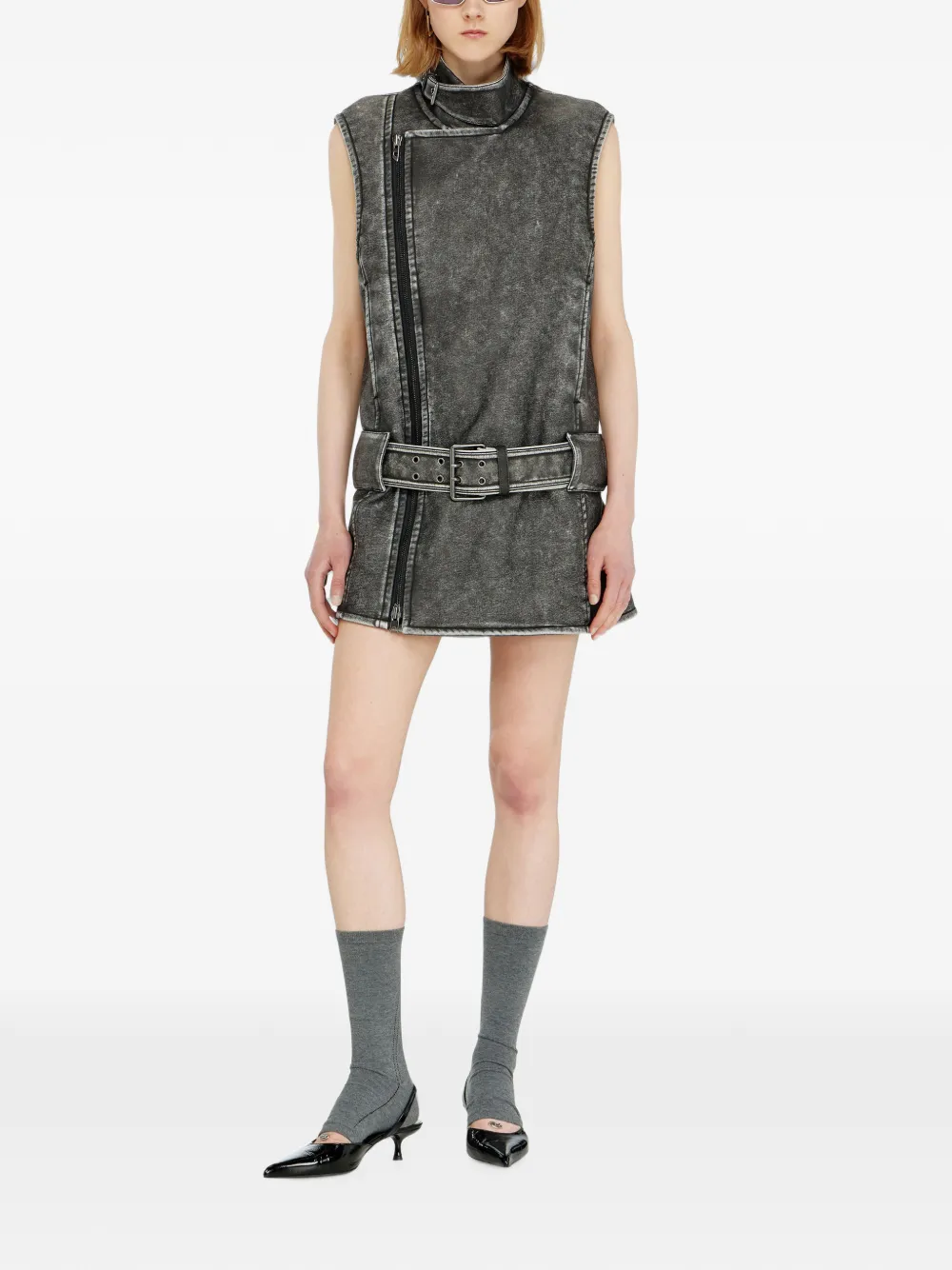 Diesel Mini-jurk met ceintuur Grijs