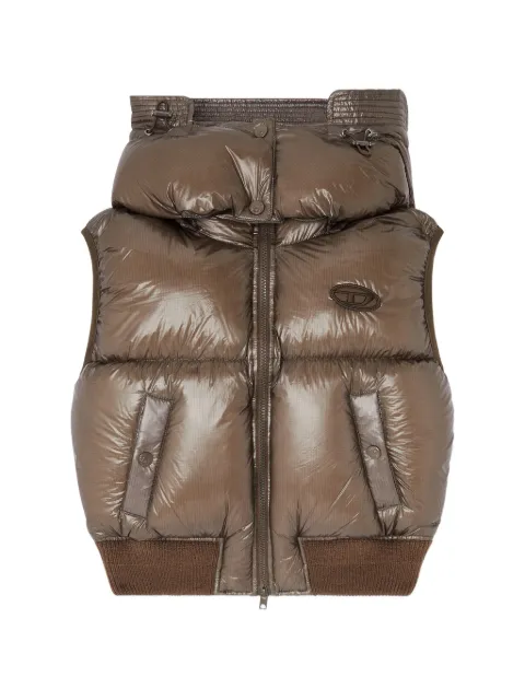 Diesel down vest in ripstop with detachable hood