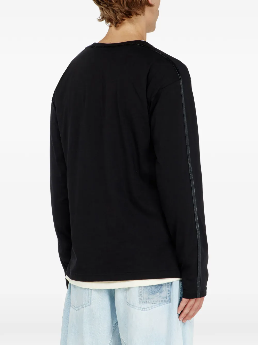 Diesel T-shirt met lange mouwen en tonale afwerkingen Zwart