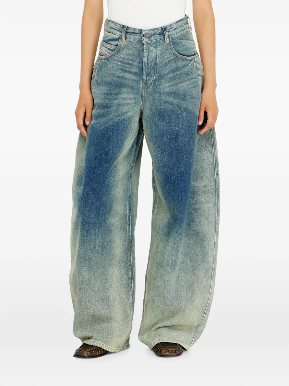 Diesel 1987 D-Khelz ruimvallende high-waist jeans Blauw
