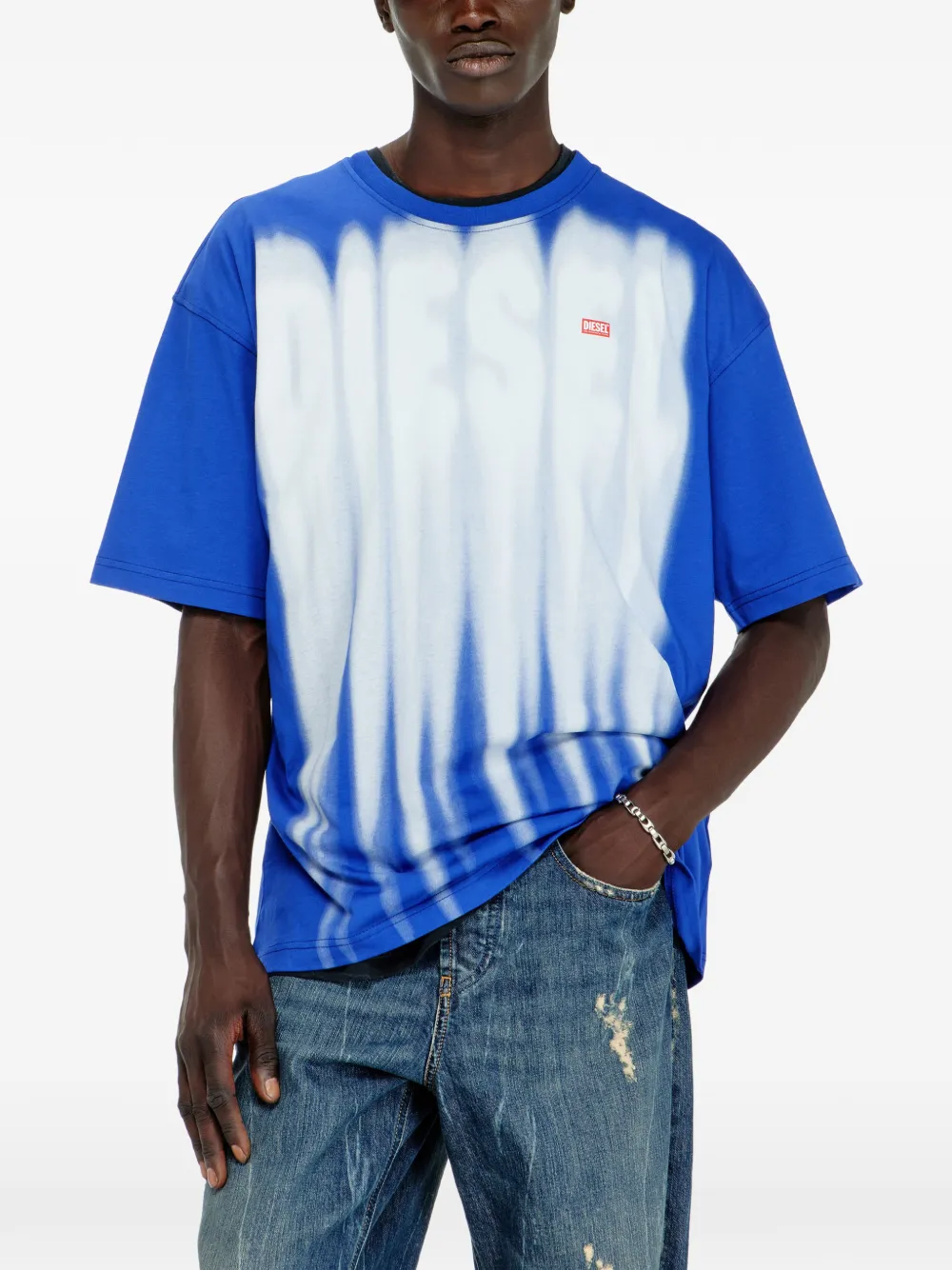 Diesel katoenen T-shirt met logo-print Blauw