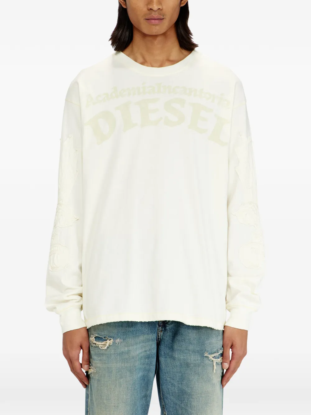 Diesel Gerafeld T-shirt met borduurwerk Beige