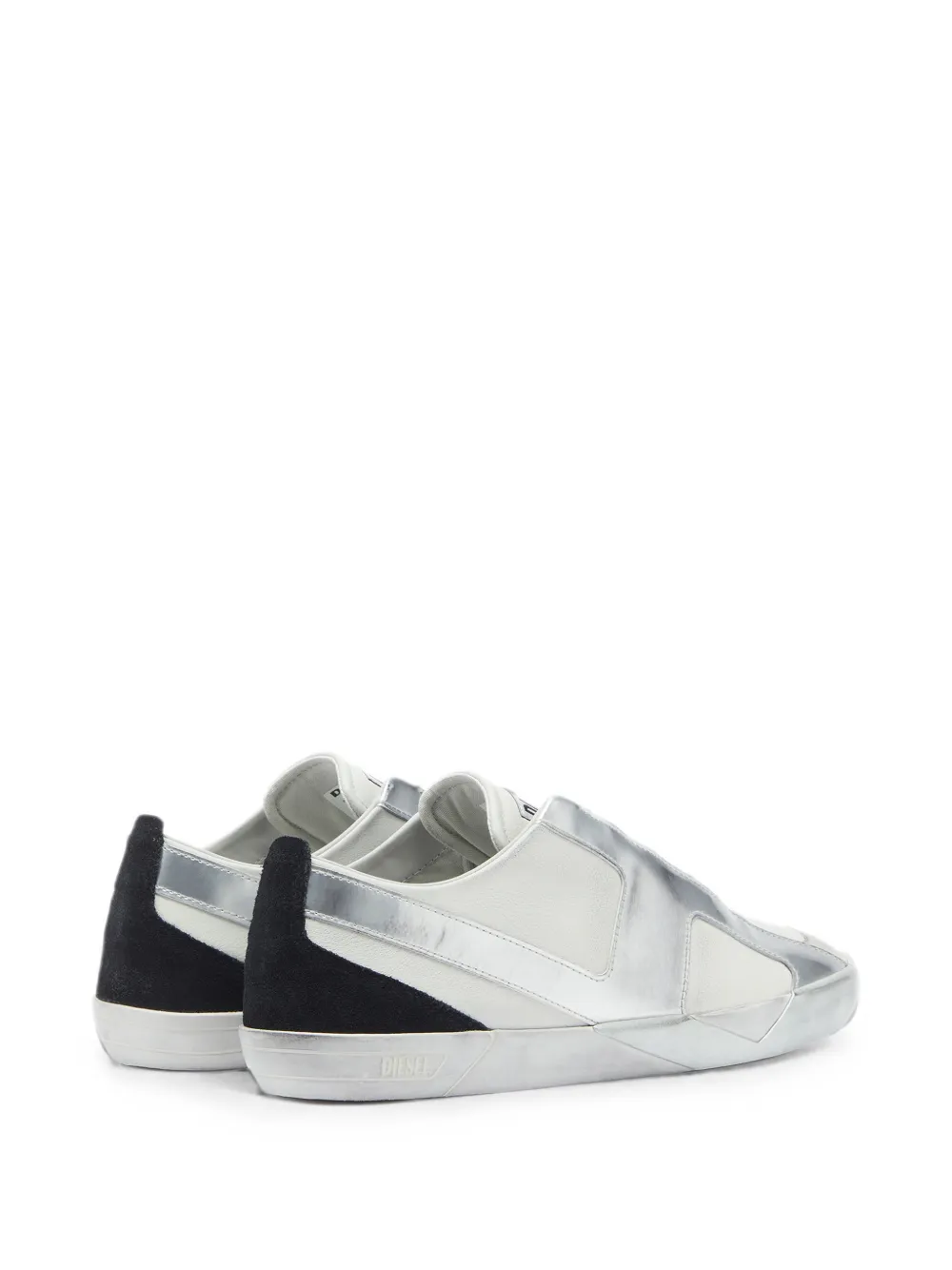 Diesel S-Slante-D leather low-top sneakers Zilver