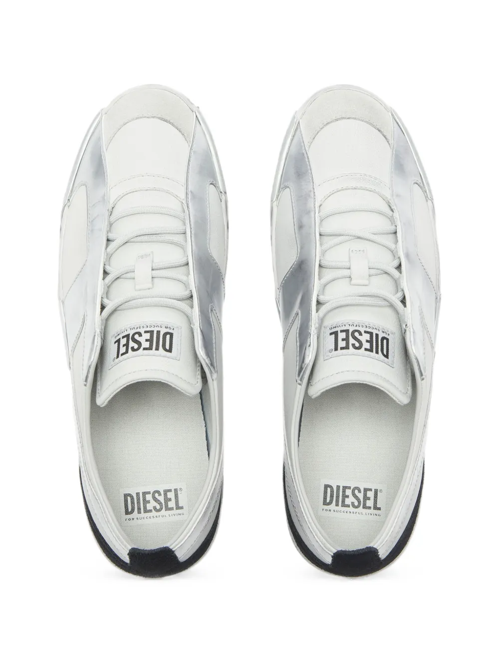 Diesel S-Slante-D leather low-top sneakers Zilver