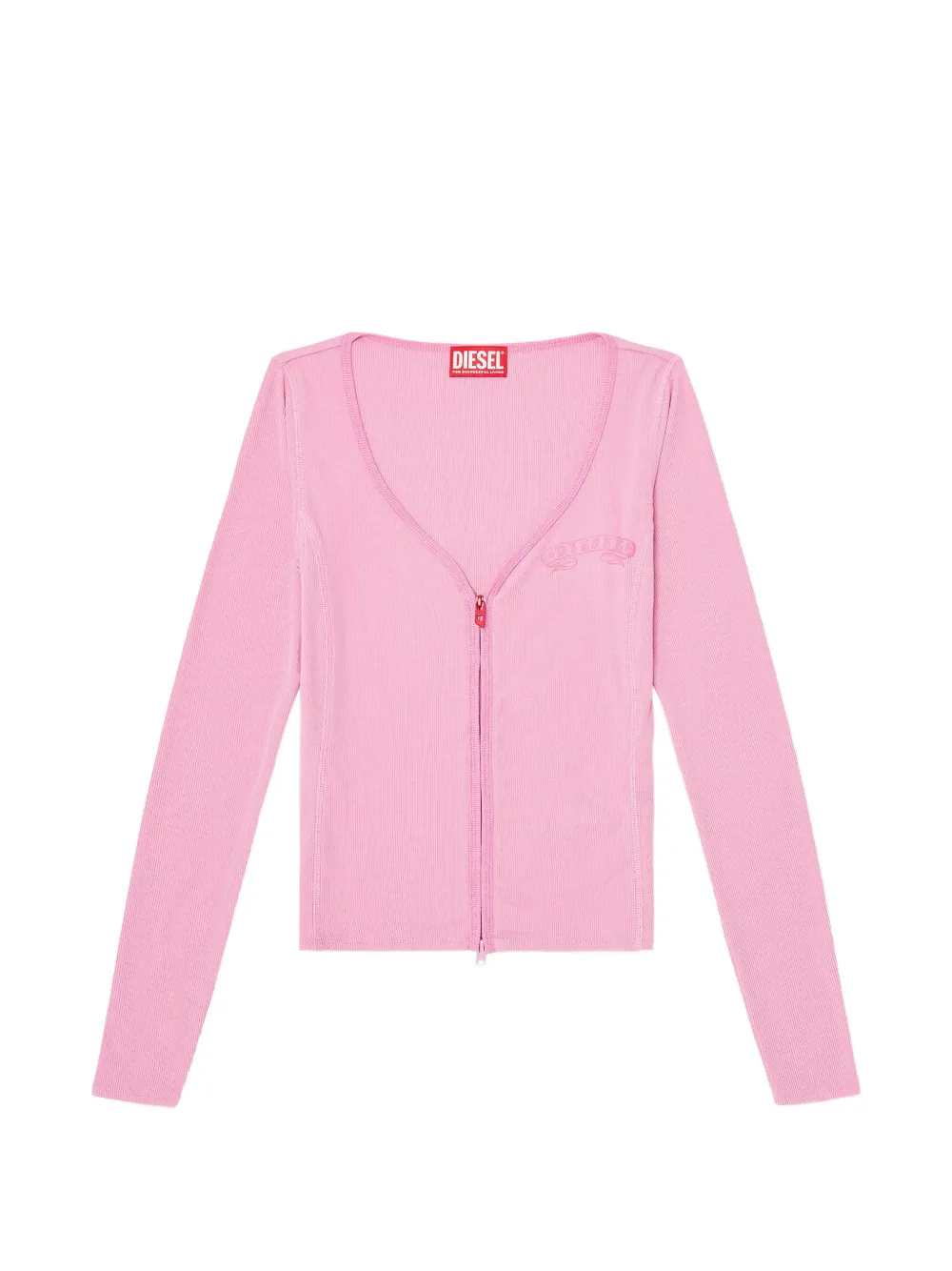 Diesel zip-up ribbed-knit cardigan - Pink