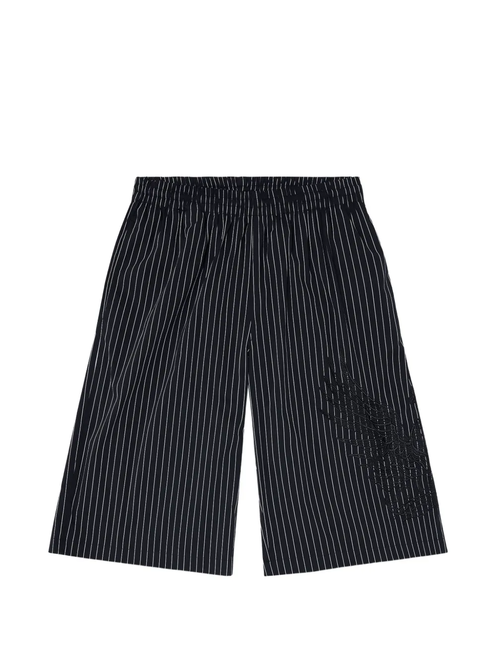 Diesel Shorts gessati con ricamo Phoenix - Nero