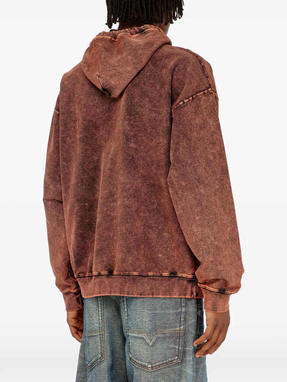 Diesel Hoodie met denim-effect Bruin
