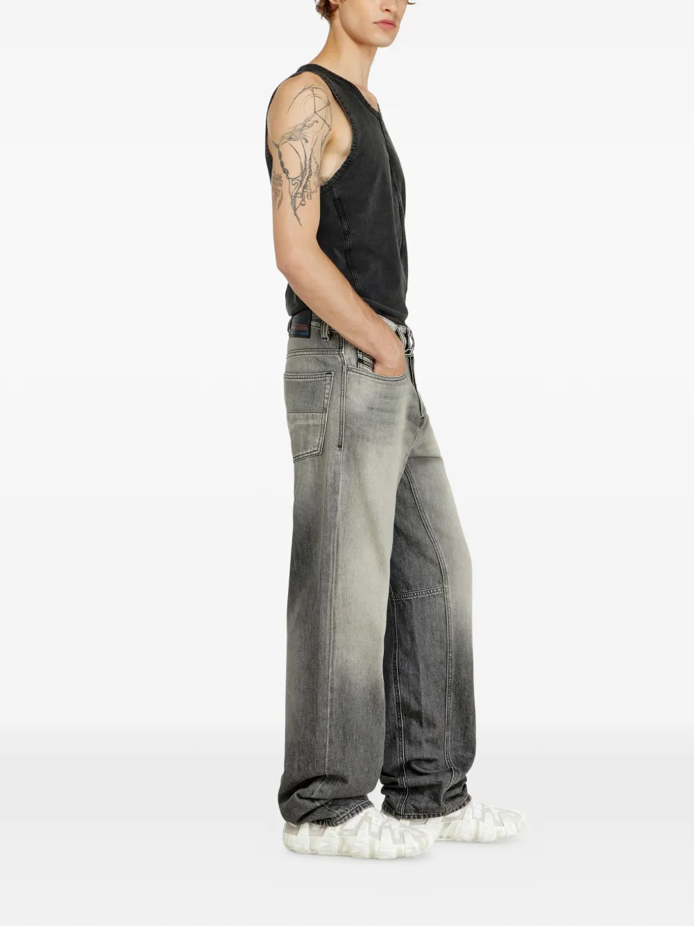 Diesel 2001 D-Macro ruimvallende denim jeans Grijs