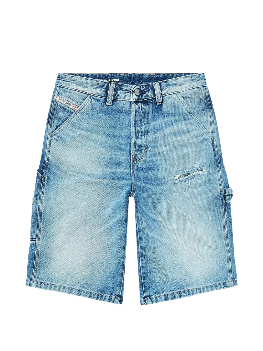 Diesel distressed-finish cargo shorts - Blue