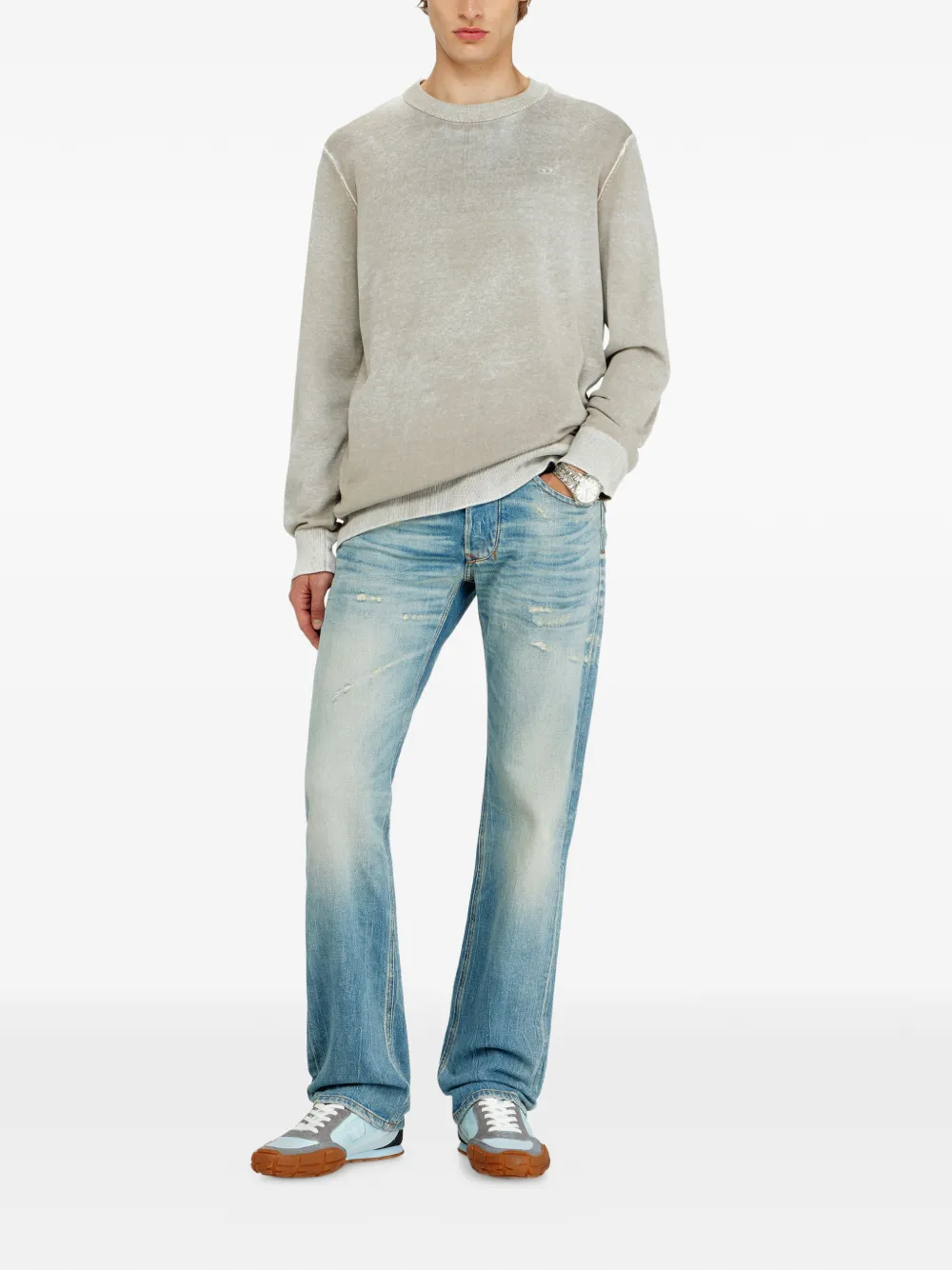 Diesel Trui met geborduurd logo Grijs