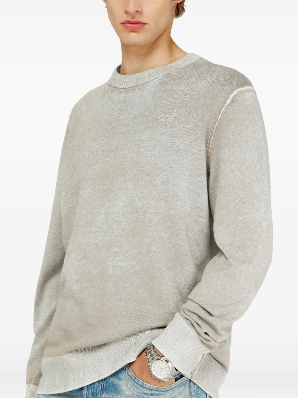 Diesel Trui met geborduurd logo Grijs