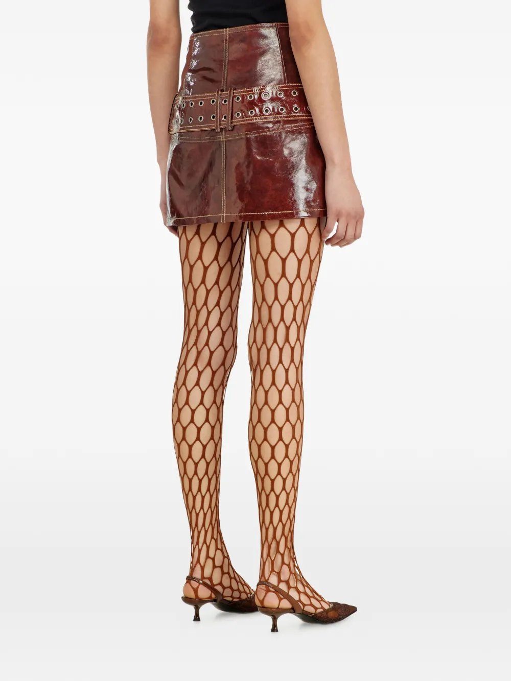 Diesel Lakleren mini-rok met ceintuur Bruin