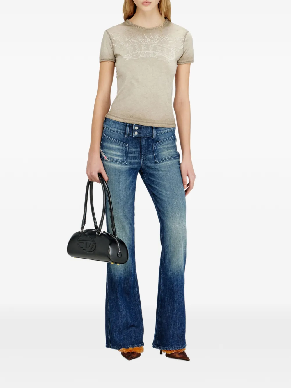 Diesel T-shirt met print Beige