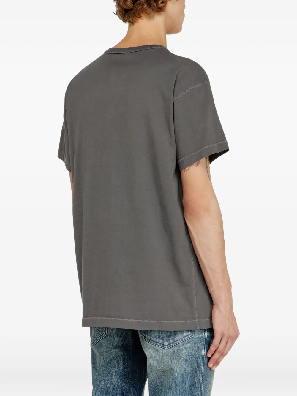 Diesel Katoenen T-shirt met metallic Oval D-logo Grijs