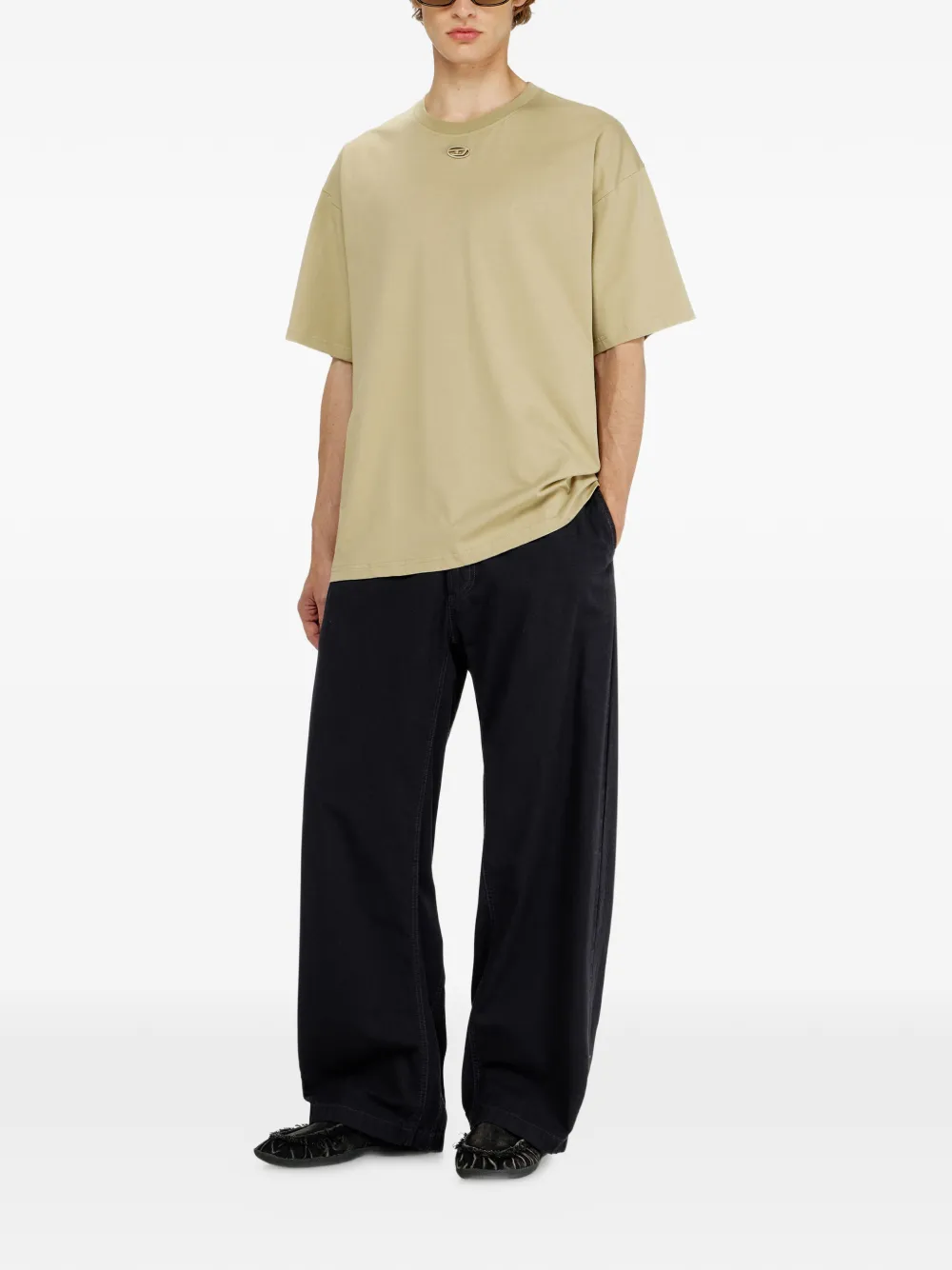 Diesel Relaxed katoenen T-shirt met Oval D-borduurwerk Beige