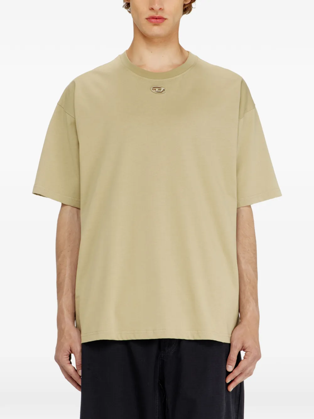 Diesel Relaxed katoenen T-shirt met Oval D-borduurwerk Beige