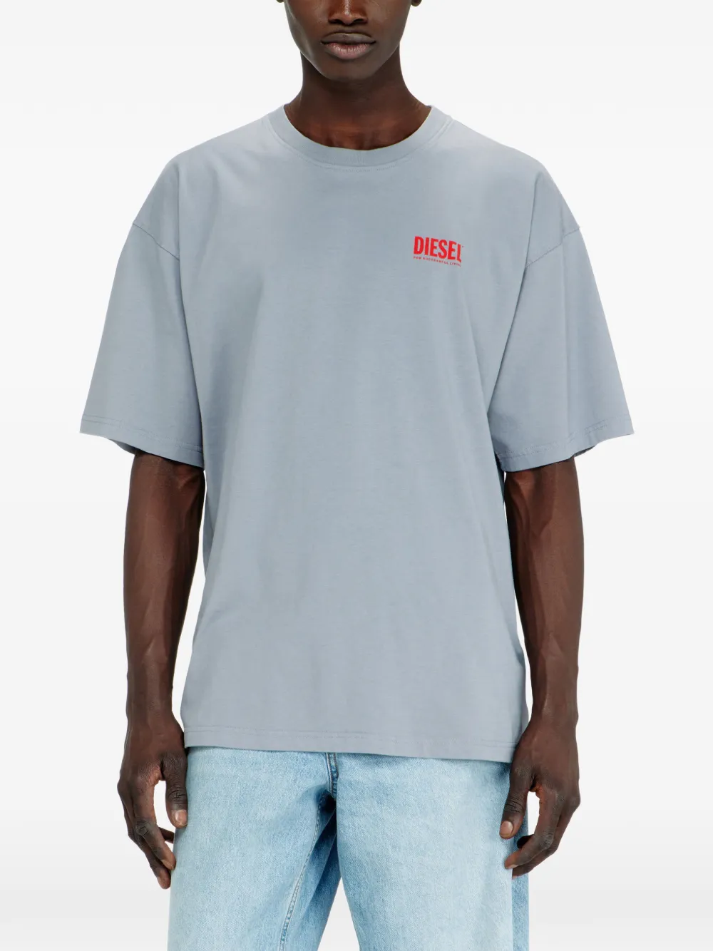 Diesel Katoenen T-shirt met Biscotto-print Blauw