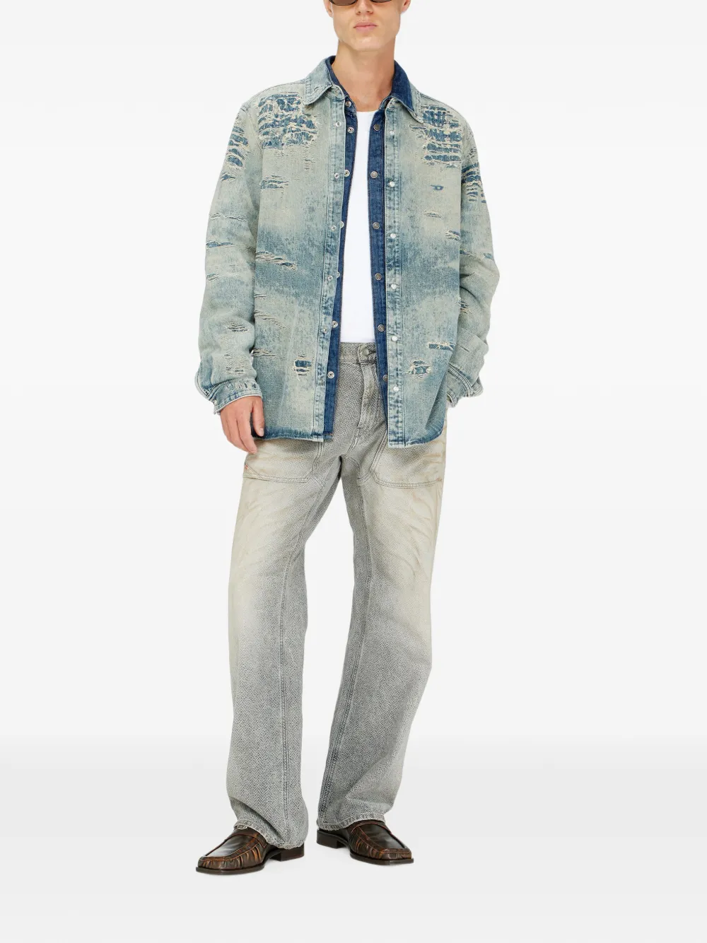 Diesel D-Zeta ruimvallende jeans met regular-waist Grijs
