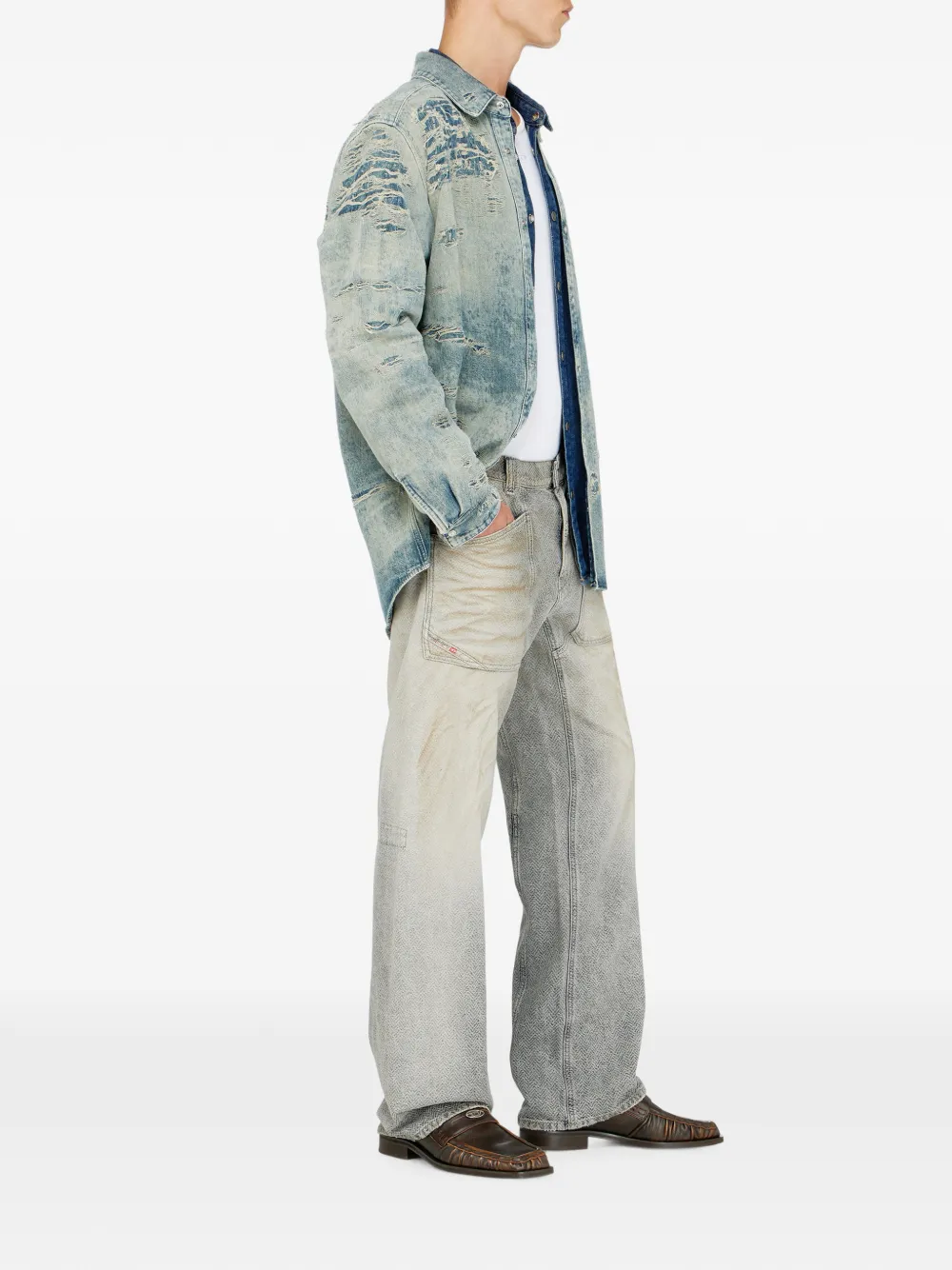 Diesel D-Zeta ruimvallende jeans met regular-waist Grijs