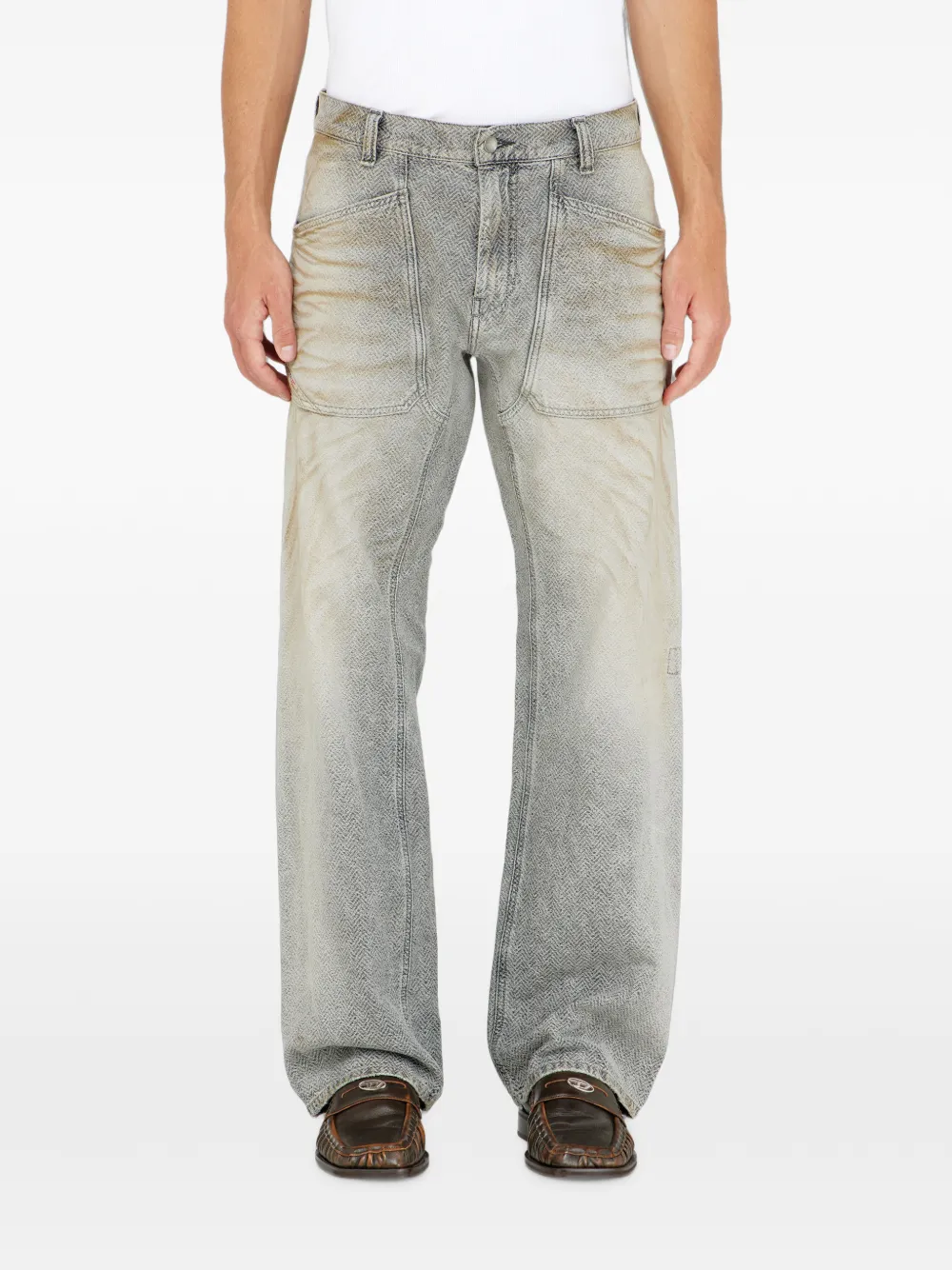 Diesel D-Zeta ruimvallende jeans met regular-waist Grijs