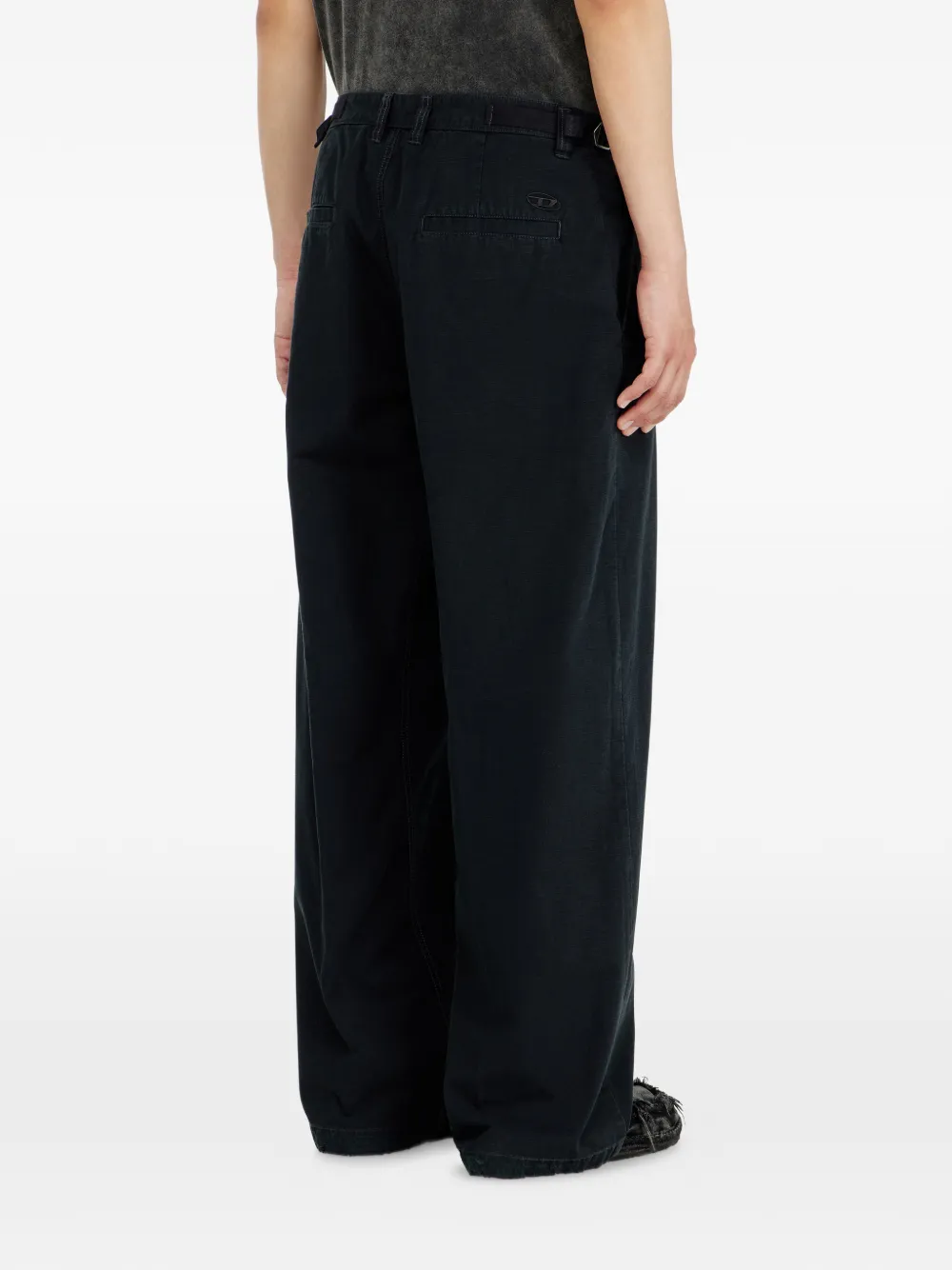 Diesel Katoenen ripstop broek met gespen aan de zijkant Zwart