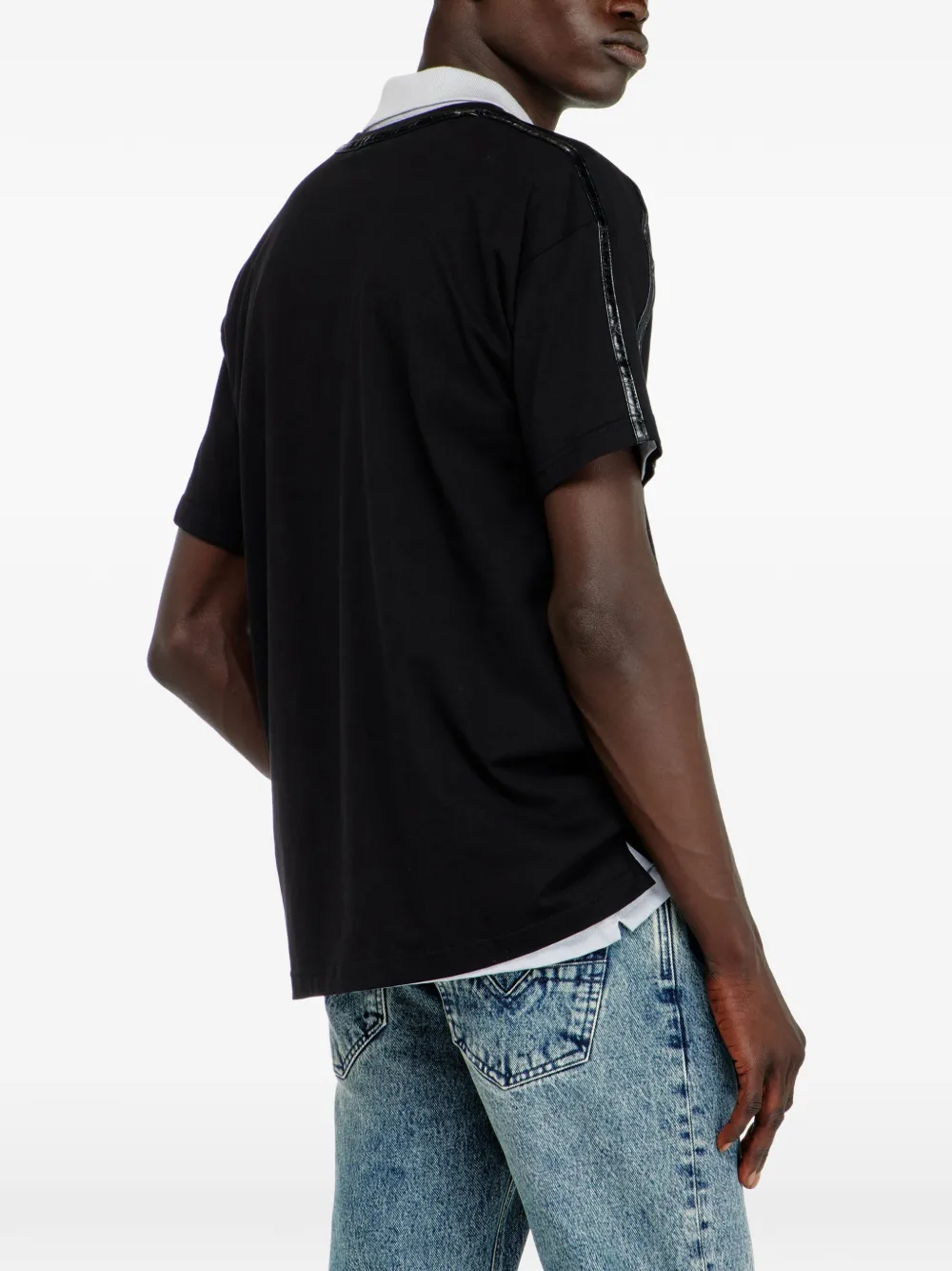 Diesel T-shirt met contrasterende afwerkingen en logo-patch Zwart