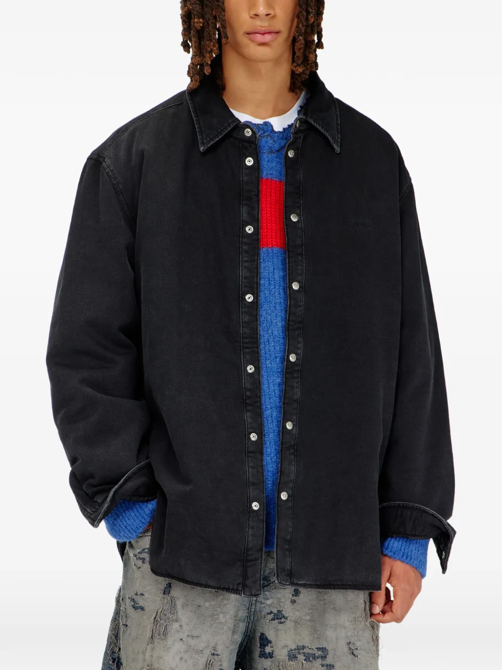 Diesel padded denim overshirt Zwart
