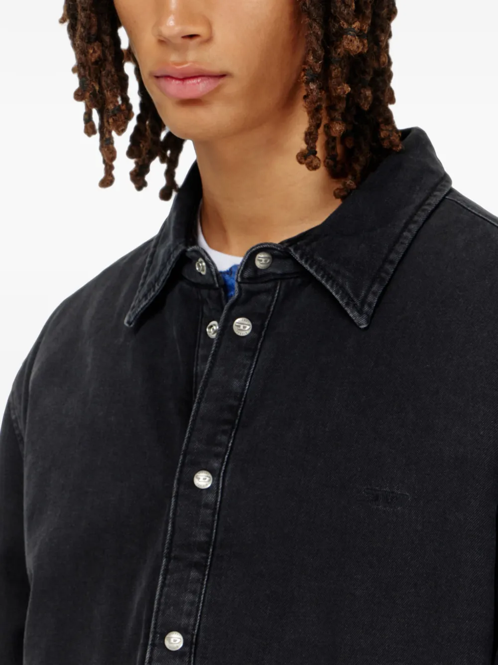 Diesel padded denim overshirt Zwart