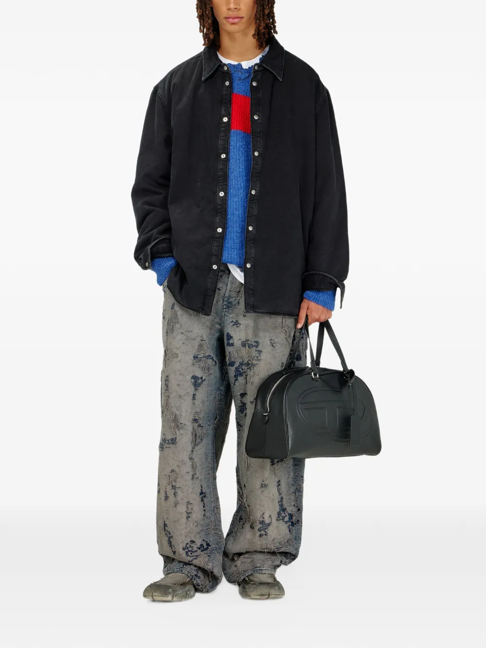 Diesel padded denim overshirt Zwart