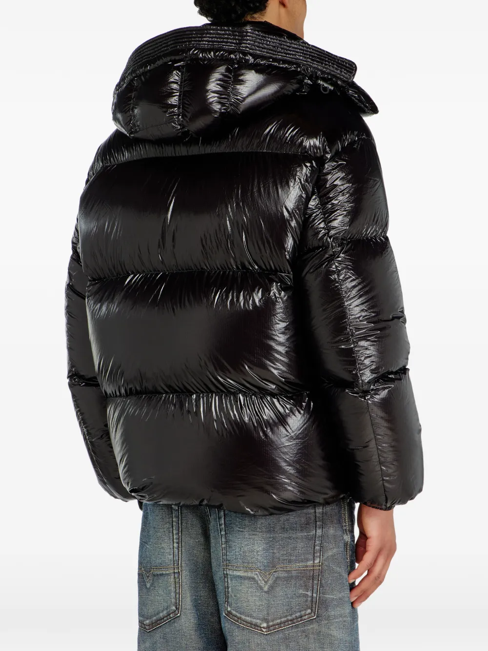 Diesel Donsjack met afneembare capuchon Zwart
