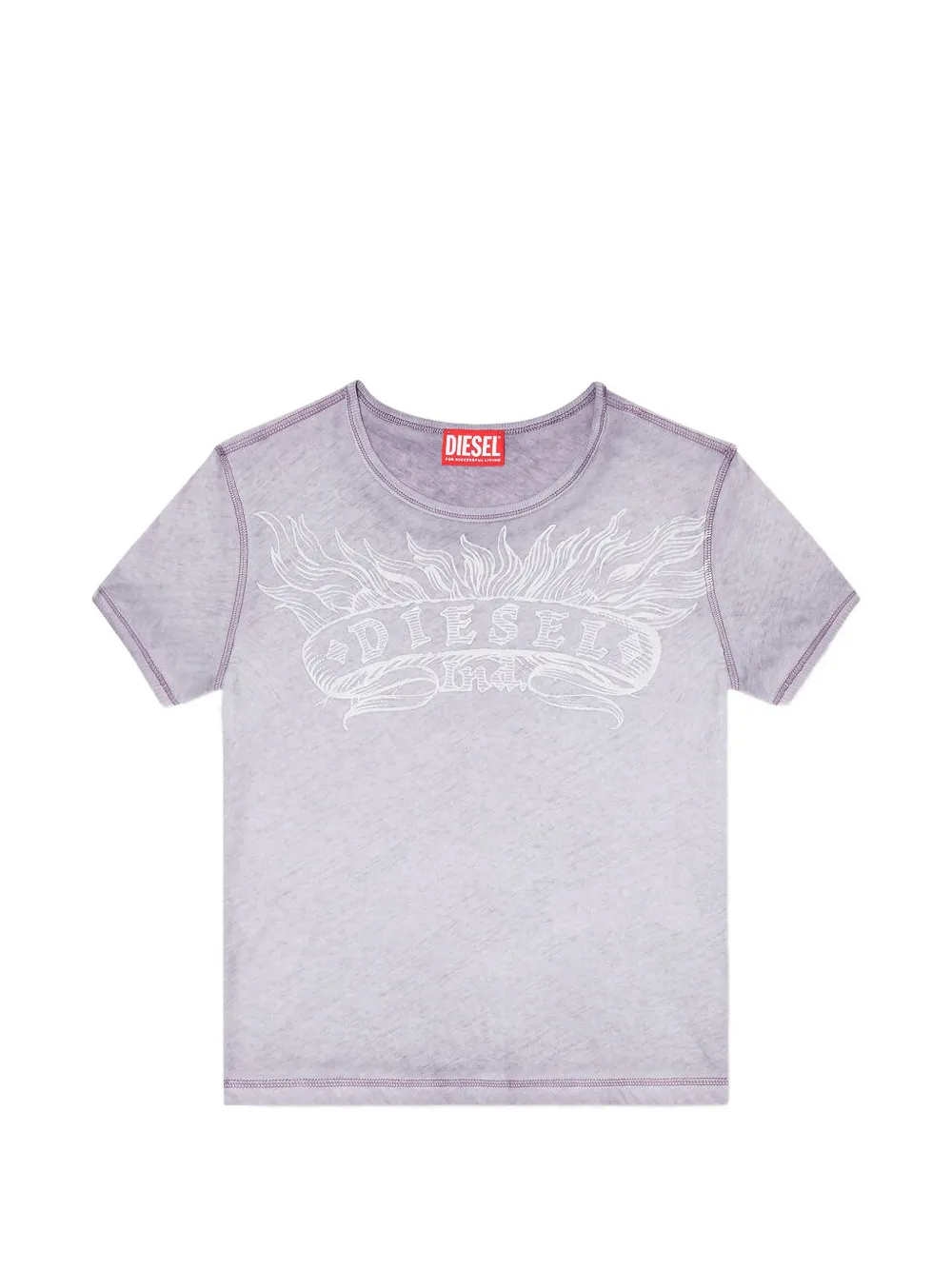 Diesel T-shirt met geverfd effect en grafische print Paars