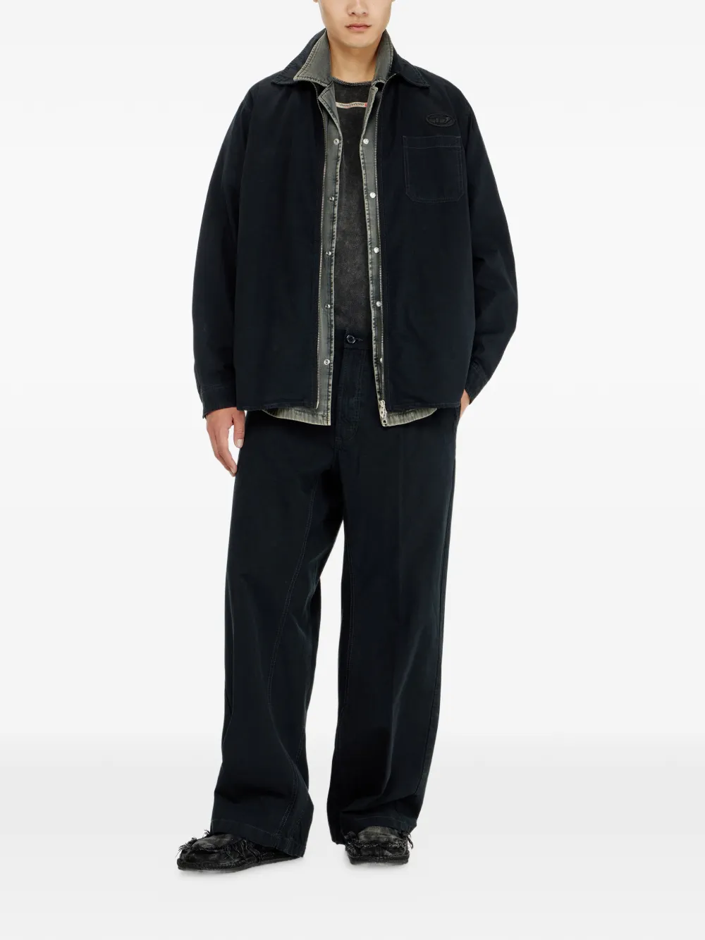Diesel Ripstop overhemd met ritssluiting Blauw