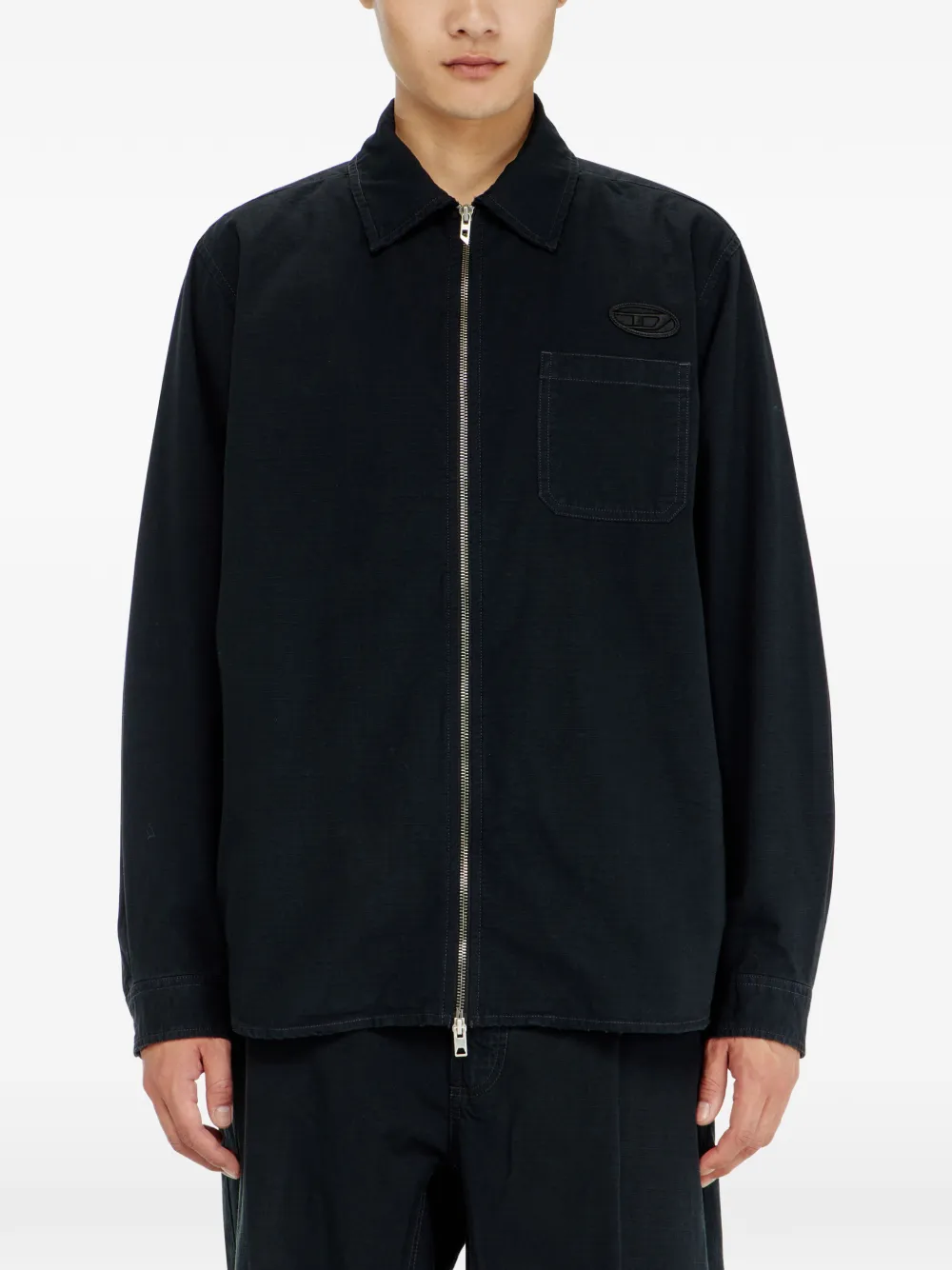 Diesel Ripstop overhemd met ritssluiting Blauw