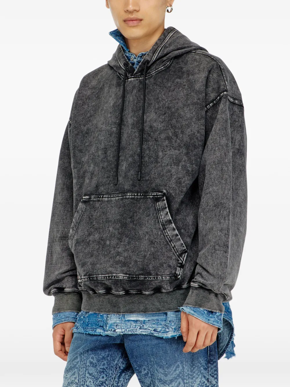 Diesel Hoodie met denim-effect Grijs