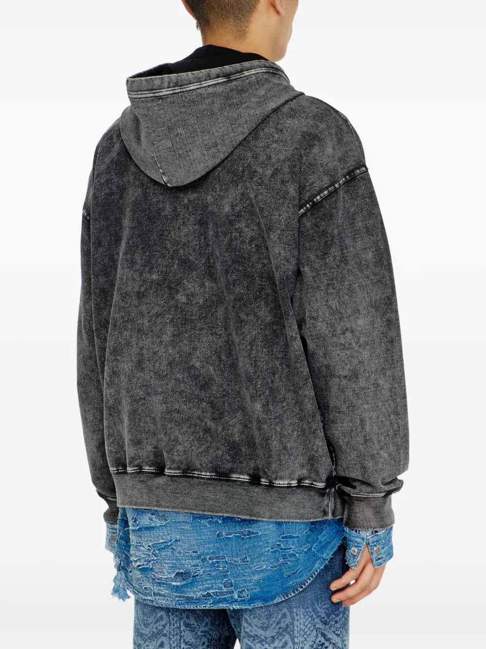 Diesel Hoodie met denim-effect Grijs