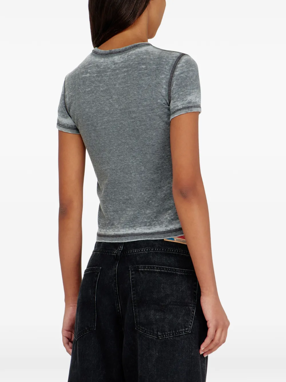 Diesel Slim jersey T-shirt met print en studs Grijs