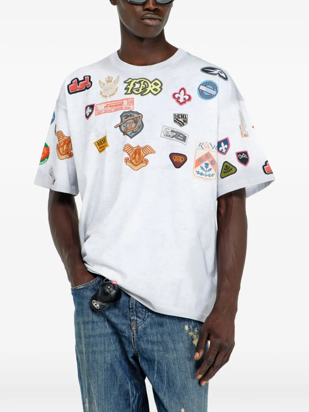 Diesel Katoenen T-shirt met patches Wit