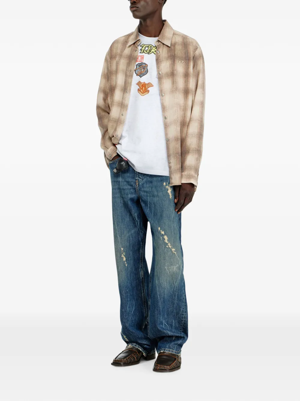 Diesel Katoenen T-shirt met patches Wit